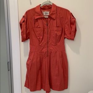 Coral Zip-front romper